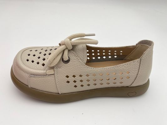 Zapatos de mujer con tallas suaves blancos con encaje hueco y transpirable